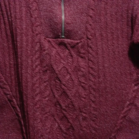 Womens S Design History Mock Neck 1/4 Zip- Up Maroon White Heathered Sweater - Picture 2 of 6